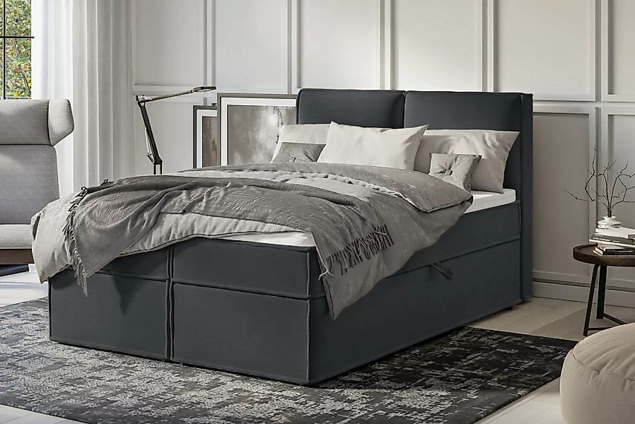 S-Style Möbel Boxspringbett Plaza mit Topper und Bettkästen aus Luxusmicrof günstig online kaufen