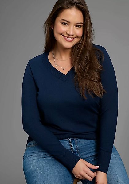 Laura Scott CURVE Strickpullover, mit V-Ausschnitt - GROSSE GRÖSSE günstig online kaufen