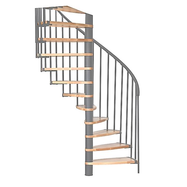 Minka Spindeltreppe Luna Grau-Buche Hell Raumhöhe bis 305 cm günstig online kaufen