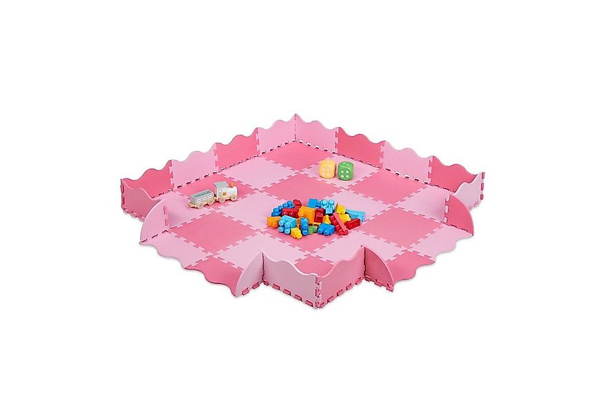 relaxdays Spielmatte 36-teilige Puzzlematte mit Rand (Rosa), Rosa günstig online kaufen