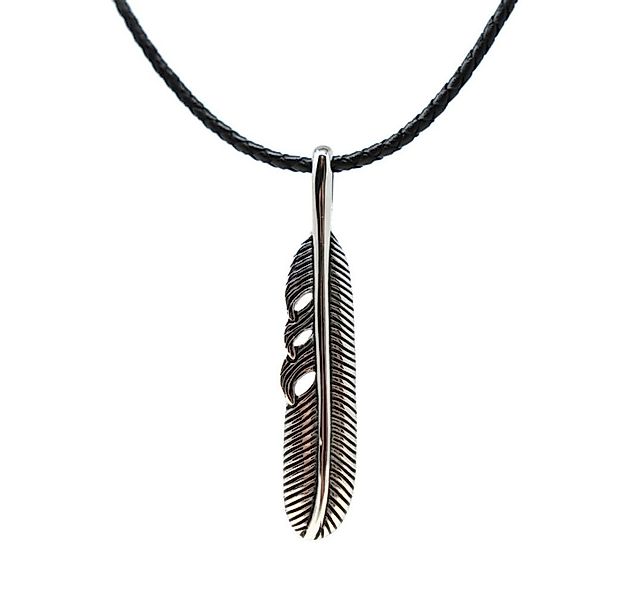 DALMARO Kette mit Anhänger Lederkette Edelstahlkette 316L DIE FEDER, Herren günstig online kaufen