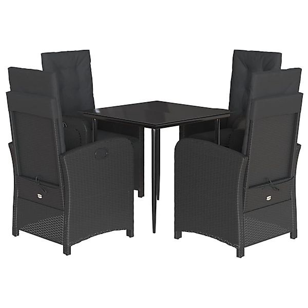 vidaXL 5-Tlg Garten-Essgruppe mit Kissen Schwarz Poly Rattan 3212529 günstig online kaufen