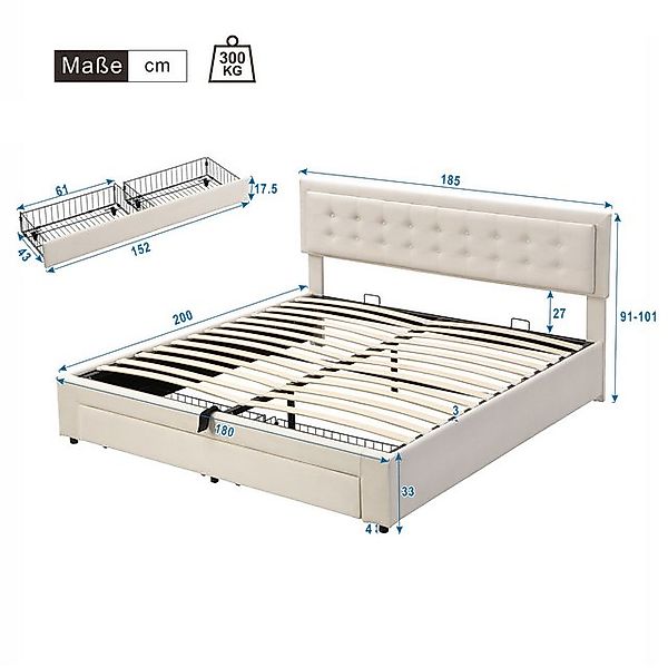 STILVORA Polsterbett 180x200 Doppelbett mit Stauraum&Lattenrost,Bettgestell günstig online kaufen