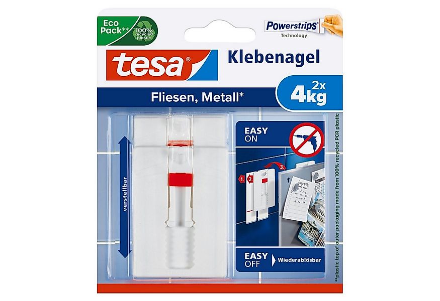 tesa Klebehaken 2x tesa Klebenagel Fliesen&Metall, 2er Set, 2 kg Haltekraft günstig online kaufen