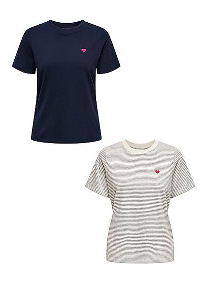 JACQUELINE de YONG T-Shirt T-Shirt 2er-Set Rundhals Kurzarn lockeres Baumwo günstig online kaufen