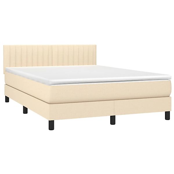 vidaXL Boxspringbett mit Matratze & LED Creme 140x190 cm Stoff 3133314 günstig online kaufen