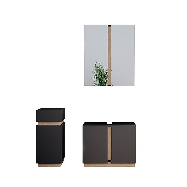 Vicco Badmöbel-Set Gloria, Anthrazit/Sonoma, 3 Teile, günstig online kaufen
