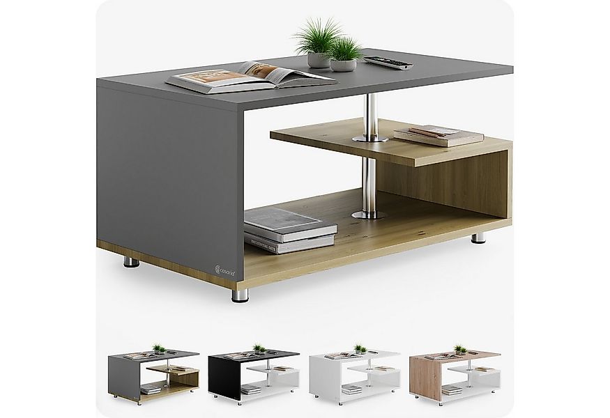 Casaria Couchtisch, Stauraum 3 Ablagen Holz Modern Höhenverstellbar 95x55x5 günstig online kaufen