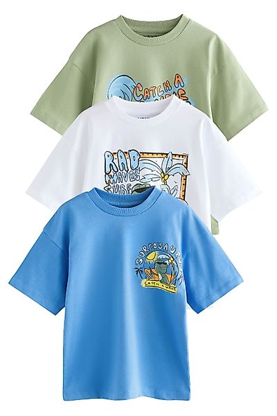 Next Print-Shirt 3er-Pack Relaxed Fit Kurzarm-T-Shirts günstig online kaufen