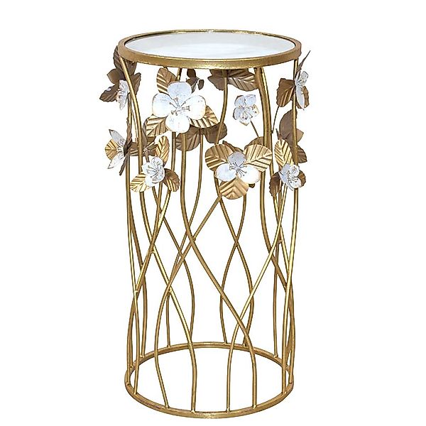 Designtisch im Vintage Look Metallgestell mit Blumen günstig online kaufen