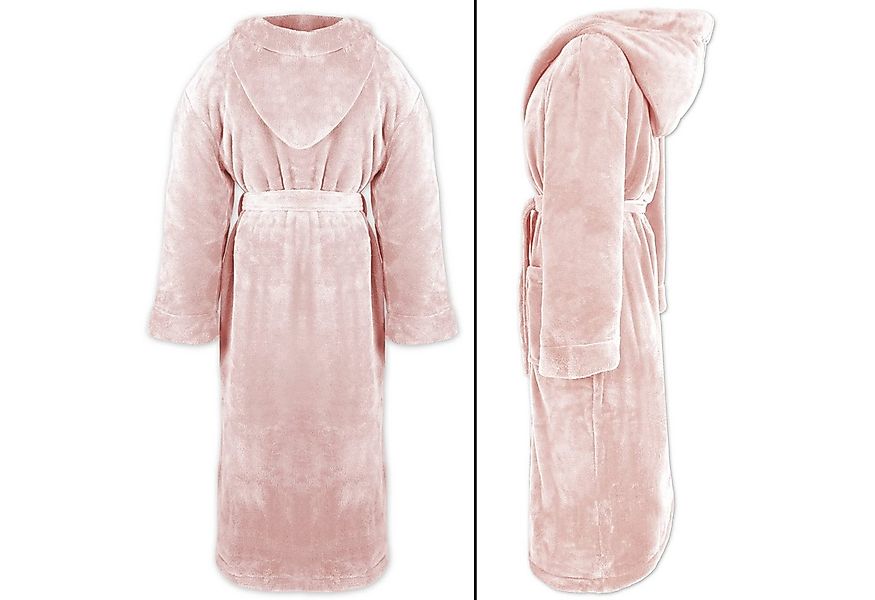 Gräfenstayn Unisex-Bademantel Bademantel Kapuze Flanell Fleece, XL Rosa, wa günstig online kaufen