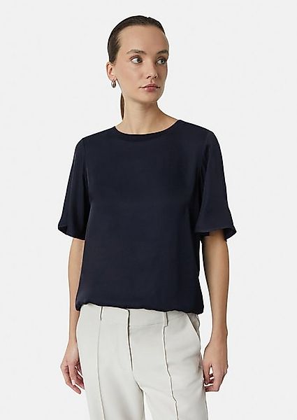 Comma Kurzarmshirt Blusenshirt im Fabricmix mit Volant-Ärmeln Rippblende günstig online kaufen