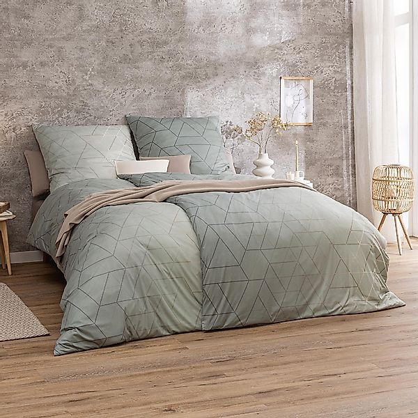 Estella Interlock Jersey Bettwäsche Svea 6268-540 oliv grün 135x200 günstig online kaufen