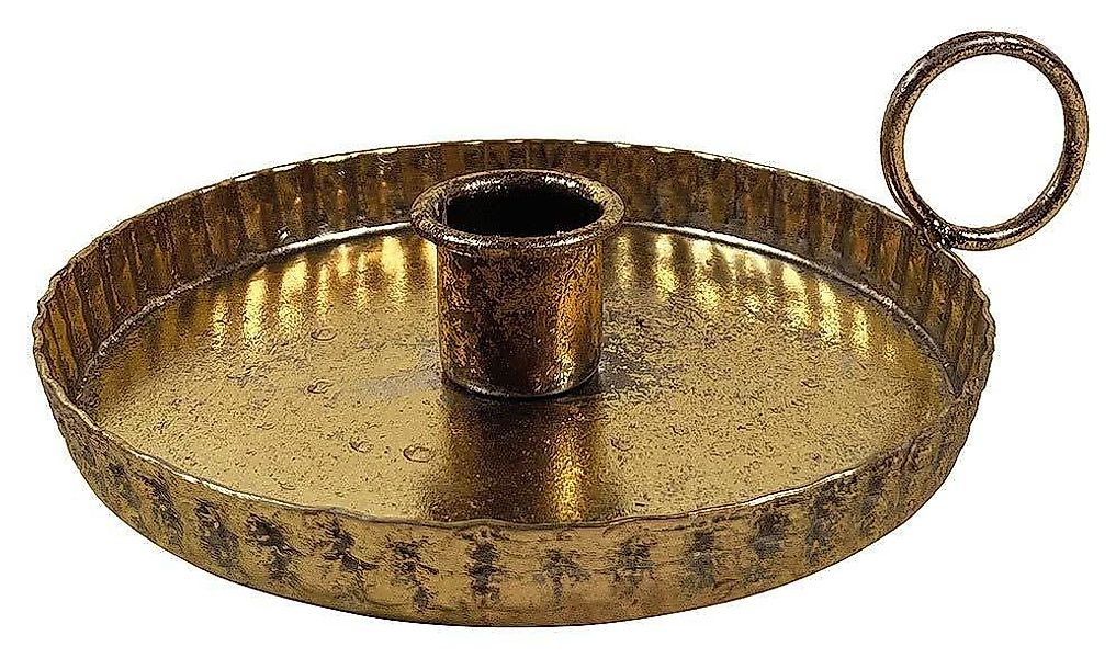 Kerzenhalter mit Henkel Biedermeier Kerzenständer Metall Gold Patiniert Vin günstig online kaufen
