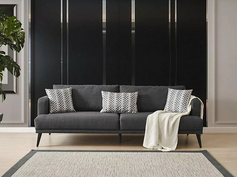 JVmoebel Sofa Viersitzer Sofa 4 Sitzer Sofas Stoff Grau Modern Sitzer Wohnz günstig online kaufen