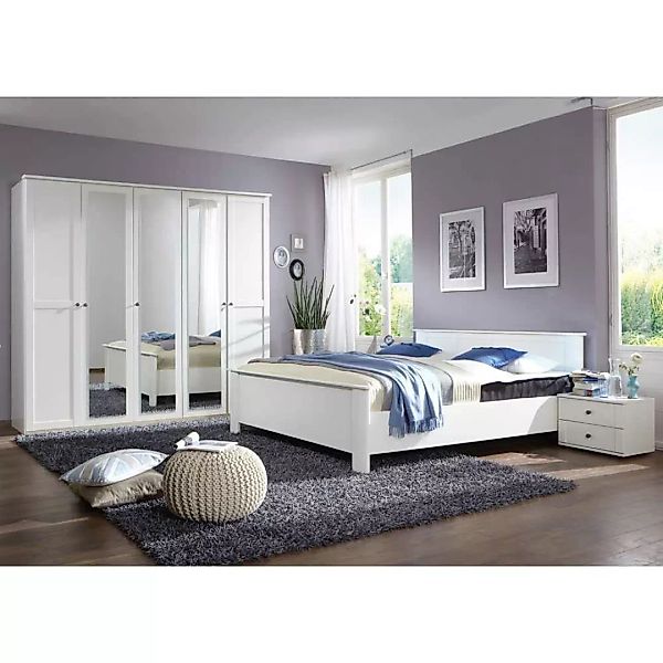 Schlafzimmermöbel Set in Weiß Landhaus modern (vierteilig) günstig online kaufen