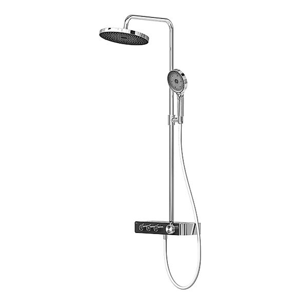 Emke Duschsystem mit Thermostat Chrom 36x24 cm Regendusche 3 Strahlarten Ha günstig online kaufen