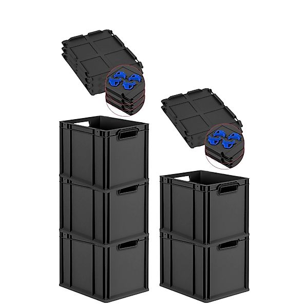 PROREGAL SuperSparSet 5x Eurobox Nextgen Grip Mit Scharnierdeckel Und Blaue günstig online kaufen