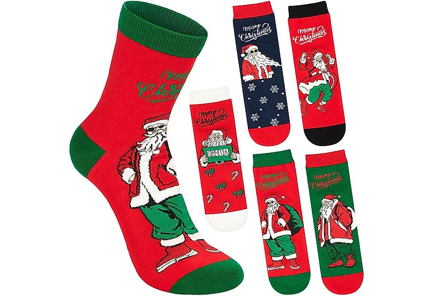 BRUBAKER Socken Herren Weihnachtssocken - Lustiger Weihnachtsmann (Bunte Ba günstig online kaufen