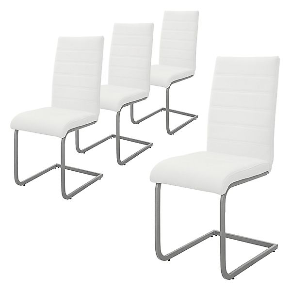 ML-Design Esszimmerstühle 4Er Set Weiß aus Kunstleder und Metall günstig online kaufen