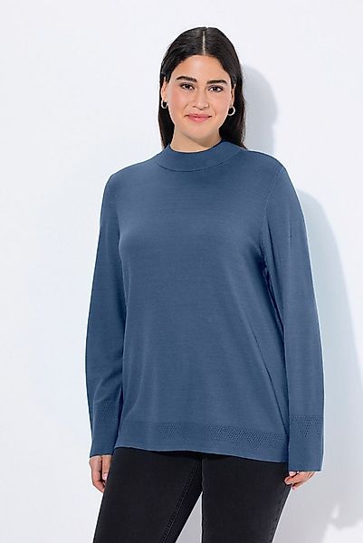 Ulla Popken Strickpullover Pullover Stehkragen Langarm Rippbündchen günstig online kaufen