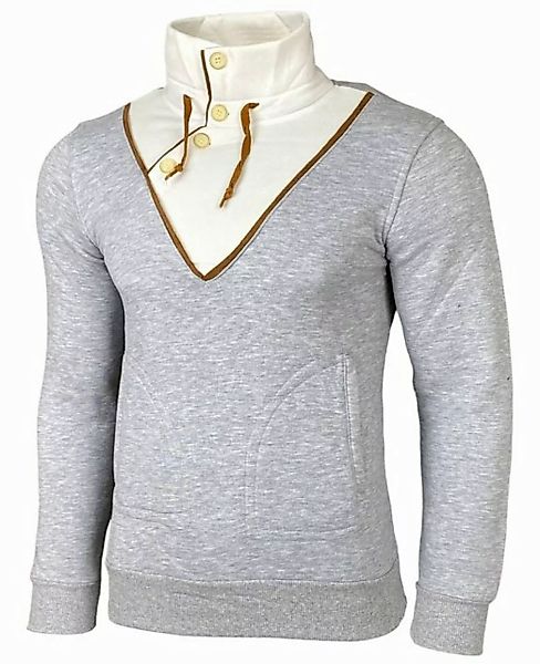 Baxboy Strickpullover Baxboy Herren Sweatshirt Tube-Neck Stehkragen Knopfve günstig online kaufen