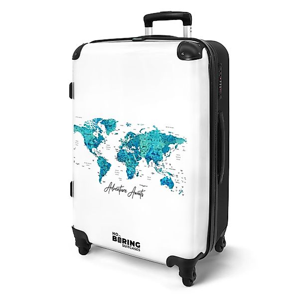 NoBoringSuitcases.com© Hartschalen-Trolley Weltkarte - Blau - günstig online kaufen