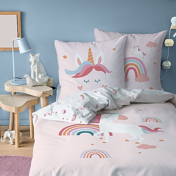 MTOnlinehandel Bettwäsche Einhorn 135x200 + 80x80 günstig online kaufen