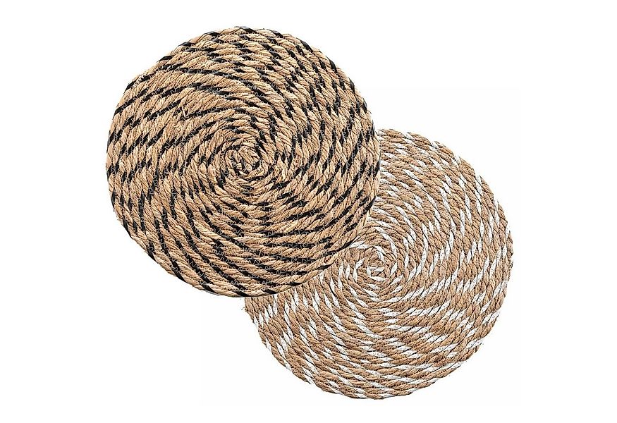 Macosa Home Platzset 2 STK. Stroh rund Braun Schwarz Weiß Platzmatten moder günstig online kaufen