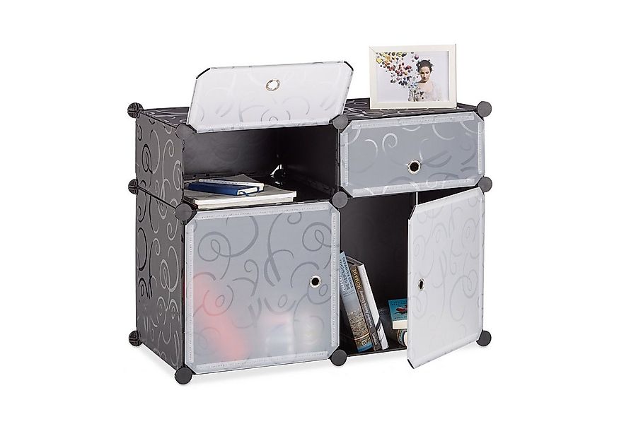 relaxdays Steckregal Regalsystem 4 Fächer, schwarz günstig online kaufen