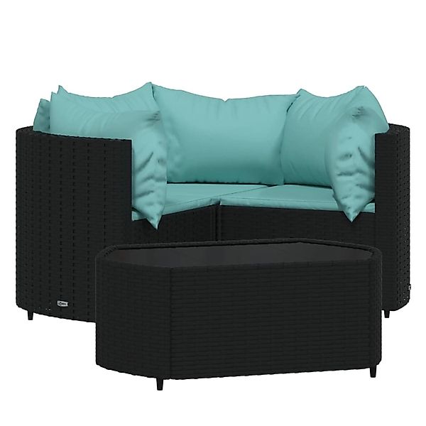 vidaXL 4-tlg Garten-Lounge-Set mit Kissen Schwarz Poly Rattan Modell 19 günstig online kaufen