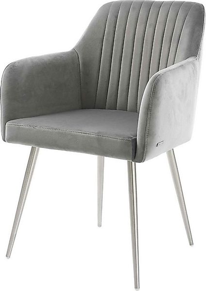 DELIFE Polsterstuhl Greg-Flex, 4-Fuß konisch Edelstahl Samt Grau günstig online kaufen