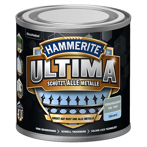 Hammerite Ultima Premium Metall-Schutzlack glänzend Verkehrsgrau 250 ml günstig online kaufen