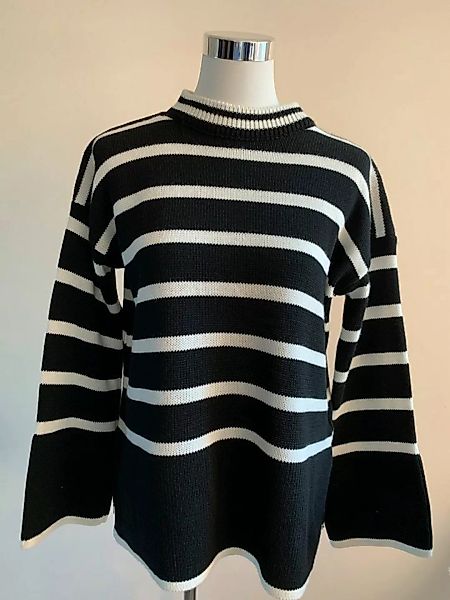 Lelü Fashion Streifenpullover Pullover mit Streifen Schwarz/Weiß in A-Linie günstig online kaufen
