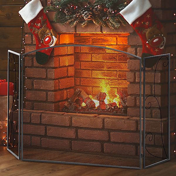 HOMCOM Kamingitter Kaminschutzgitter klappbar flexibel 3 Paneele feines (Ka günstig online kaufen