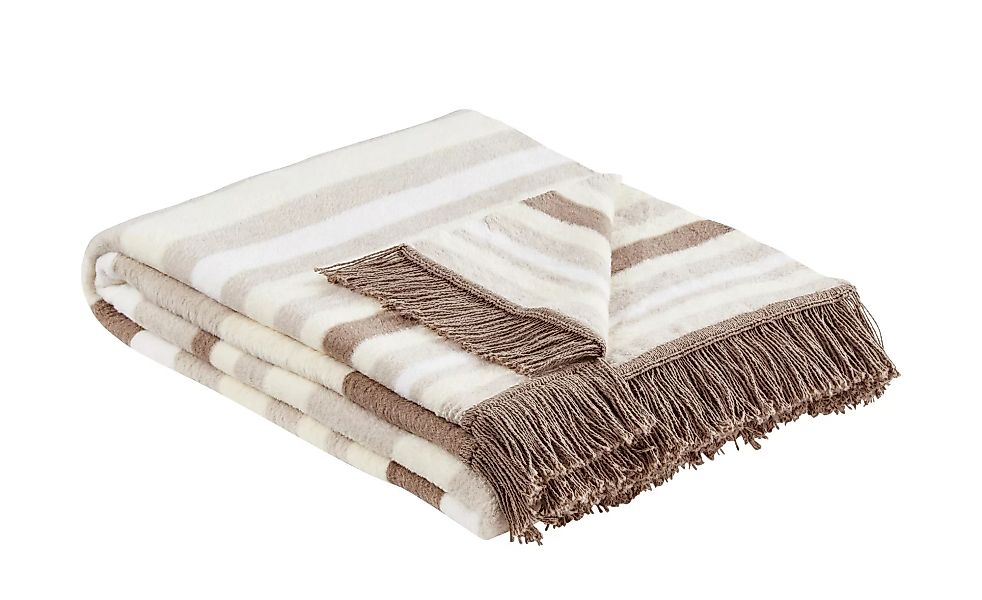 LAVIDA Jacquard-Decke  Streifen - braun - 60% Baumwolle, 40% Polyacryl - 15 günstig online kaufen