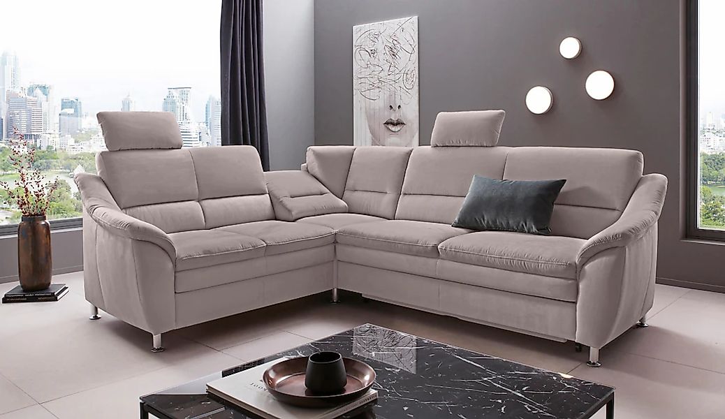 Places of Style Ecksofa "Cardoso L-Form", Federkern, wahlweise mit Bett, Sc günstig online kaufen