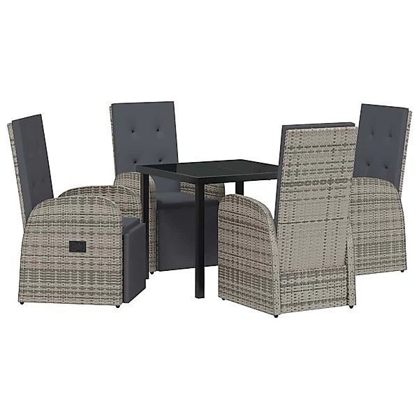 vidaXL Garten Essgruppe mit Kissen 5-Tlg Grau Poly Rattan 3379486 günstig online kaufen