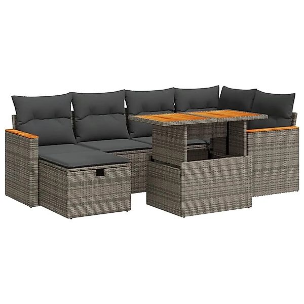 vidaXL 8-Tlg Garten-Sofagarnitur mit Kissen Grau Poly Rattan 3328117 günstig online kaufen