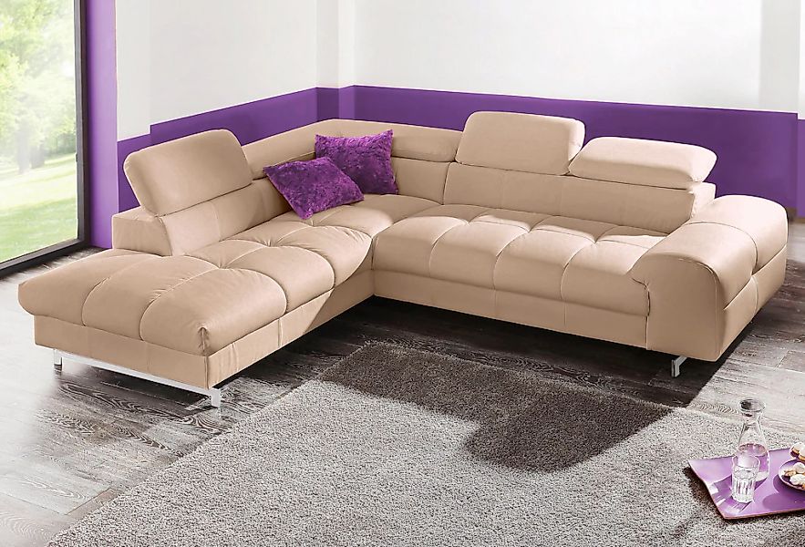 COTTA Ecksofa "Chef L-Form" mit Kopfteilverstellung, edle Metallkufen, wahl günstig online kaufen