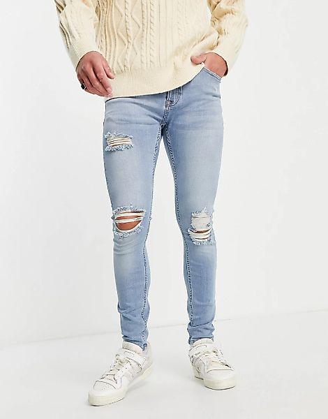 Topman – Blowout – Hautenge Jeans in heller Waschung-Blau günstig online kaufen