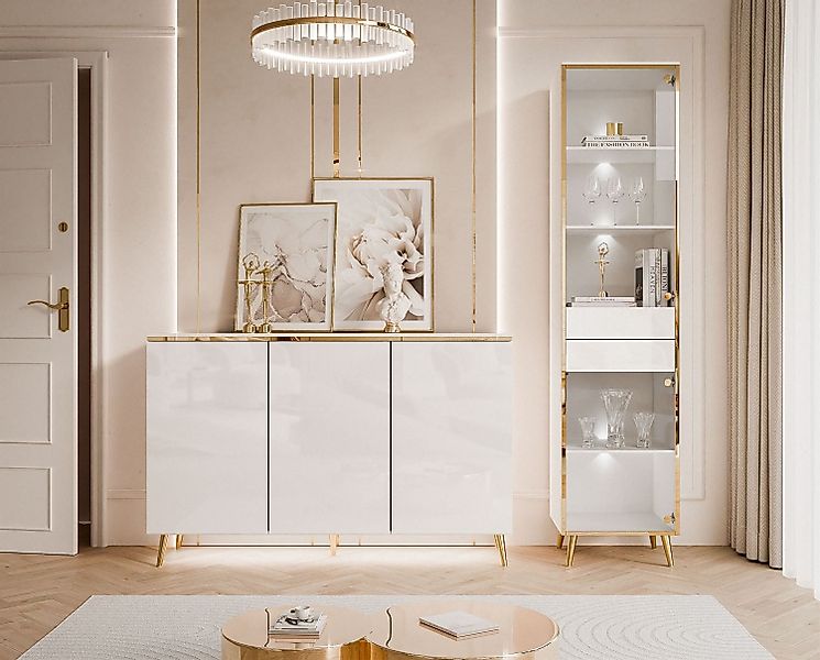 ALLHOUSE24 Wohnzimmer-Set PEONY weiß Hochglanz/ weiß günstig online kaufen
