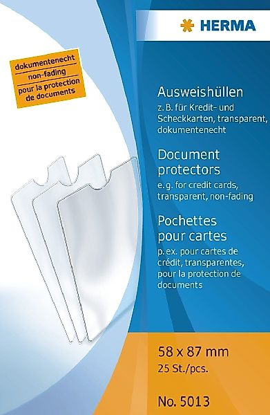 HERMA Schreibgeräteetui Ausweishülle 58x87mm für Kredit-/Scheckkarte günstig online kaufen