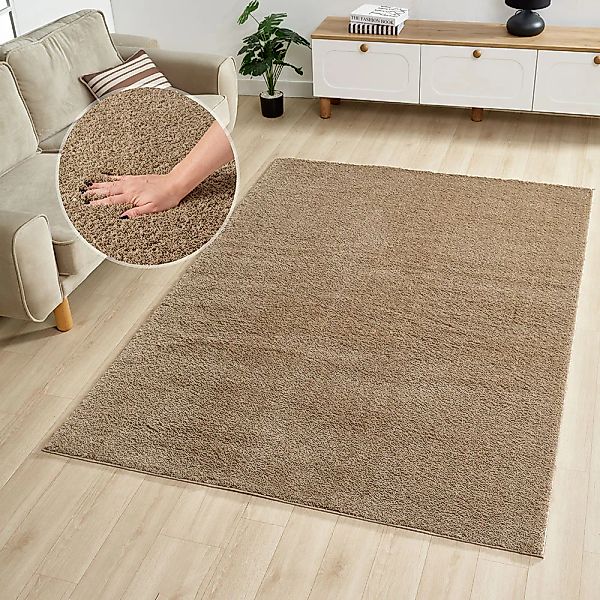 OTTO home Hochflor-Teppich "Lilari Shaggy" rechteckig 30 mm Höhe Unifarben, günstig online kaufen