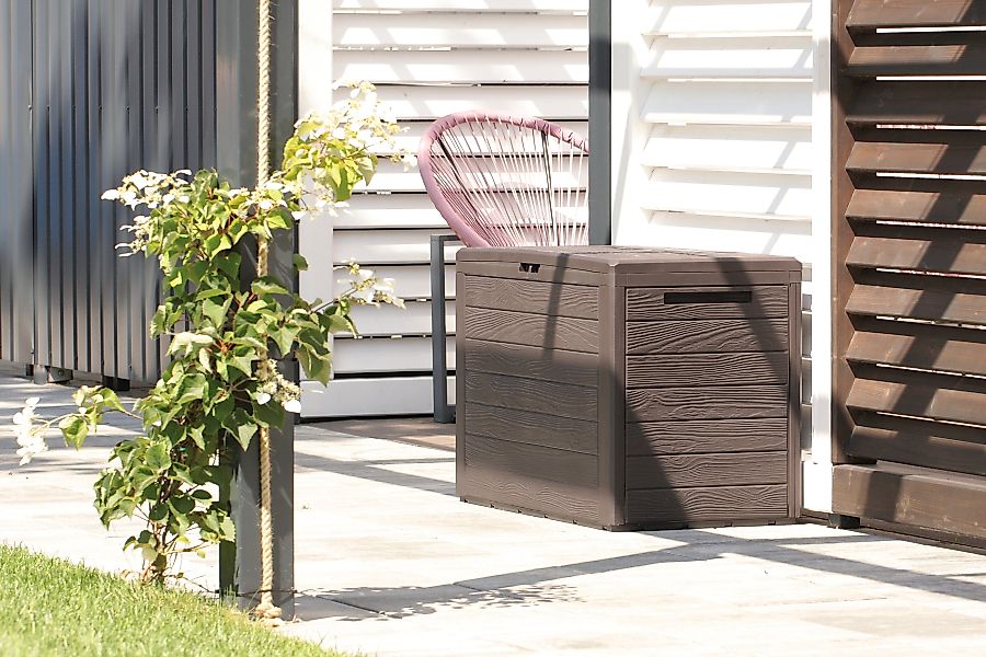 Prosperplast Gartenbox Auflagenbox Woodebox 140 Liter günstig online kaufen