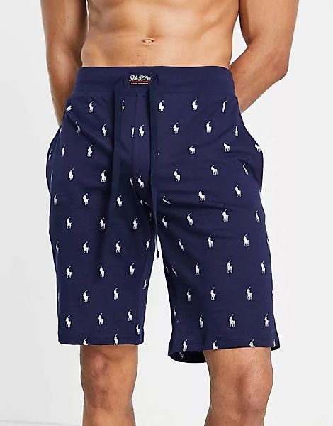 Polo Ralph Lauren – Lounge-Shorts in Marineblau mit Logomuster günstig online kaufen