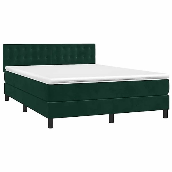 vidaXL Boxspringbett mit Matratze Dunkelgrün 140x190 cm Samt 3141542 günstig online kaufen