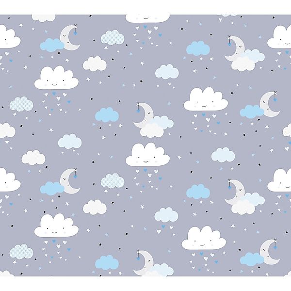 Vliestapete Sterne Kinderzimmertapete Blau Grau FSC® günstig online kaufen