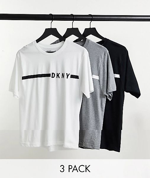 DKNY – Lounge-T-Shirt im 3er-Pack in Grau günstig online kaufen
