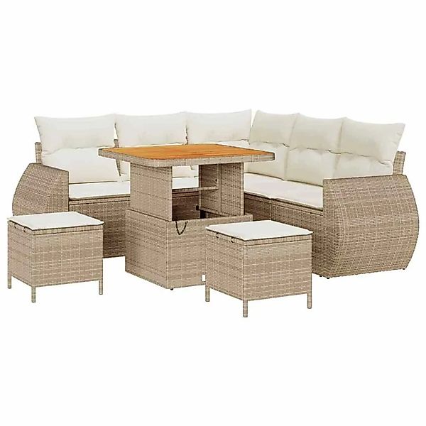 vidaXL Gartensofa-set mit Kissen 8-Tlg Beige und Creme Poly-Rattan 3363821 günstig online kaufen